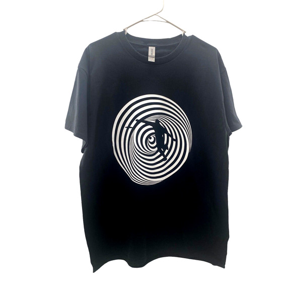 Disc Golf Shirt VERTIGO SWIRL Discgolfer Vinyl Custom Logo L T-Shirt Black - Picture 1 of 7